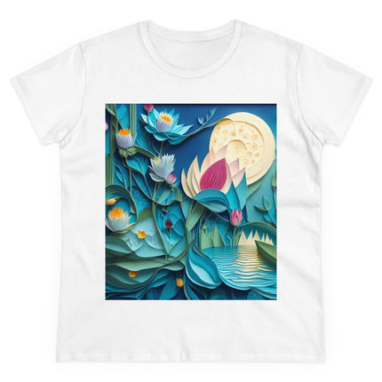 Ethereal Moonlit Lake Women's Midweight Cotton Tee