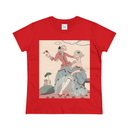 🌹🎀 The Rose Garden Courtship Cotton Tee – Art Deco Romantic Fashion