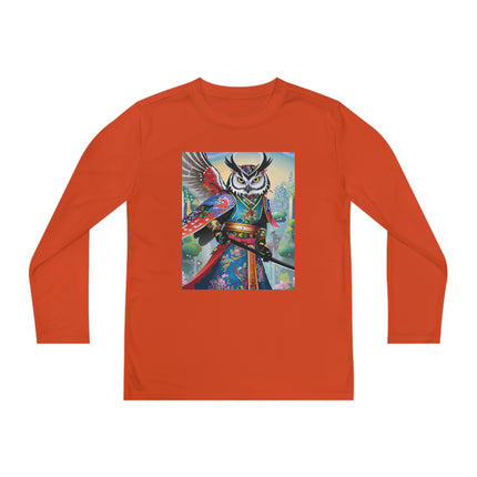 Cyberpunk Samurai Owl Youth Long Sleeve Competitor Tee – Futuristic Warrior & Neon Adventure