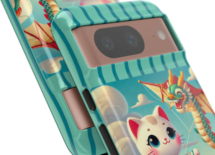Geisha Kitten and the Dragon Kite Phone Cases