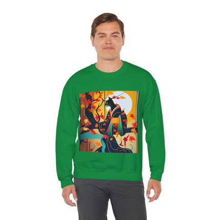 Black Cat in Kimono Unisex Heavy Blend™ Crewneck Sweatshirt
