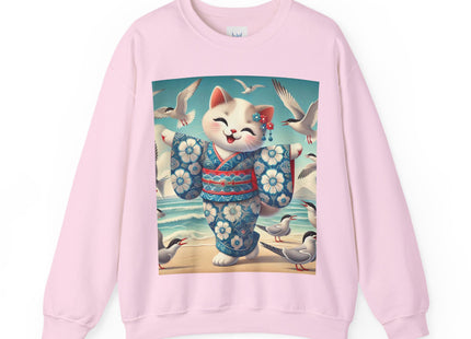 Geisha Kitten by the Seaside Heavy Blend™ Crewneck Sweatshirt