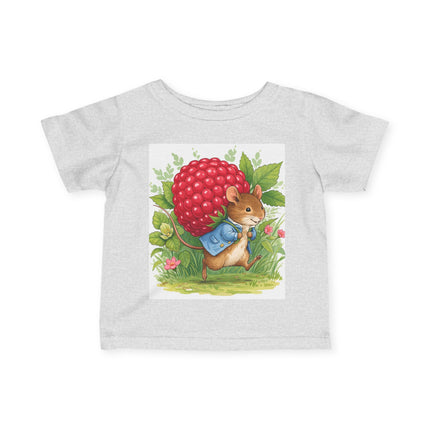 🐭🍓 The Little Raspberry Garden Mouse Infant Fine Jersey Tee – Whimsical Woodland Charm