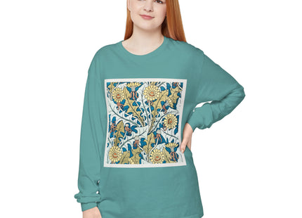 Art Nouveau Dandelion Flower Garment-dyed Long Sleeve T-Shirt