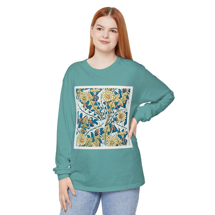 Art Nouveau Dandelion Flower Garment-dyed Long Sleeve T-Shirt