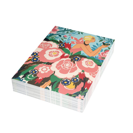 🌸🐦 The Girl Of The Little Birds Postcards With Envelopes – Art Deco Floral Whimsy