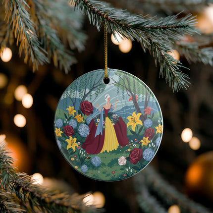 🌹🌿 The Willow Garden Promenade Ceramic Ornament – Art Deco Floral Elegance