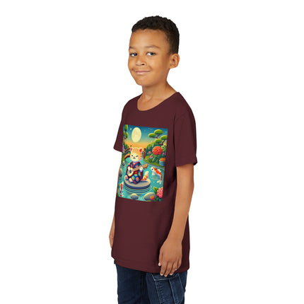 Melodic Kitten by the Koi Pond Youth Short Sleeve Tee