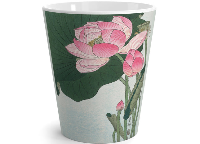 Blooming Lotus Flowers by Ohara Koson Latte Mug