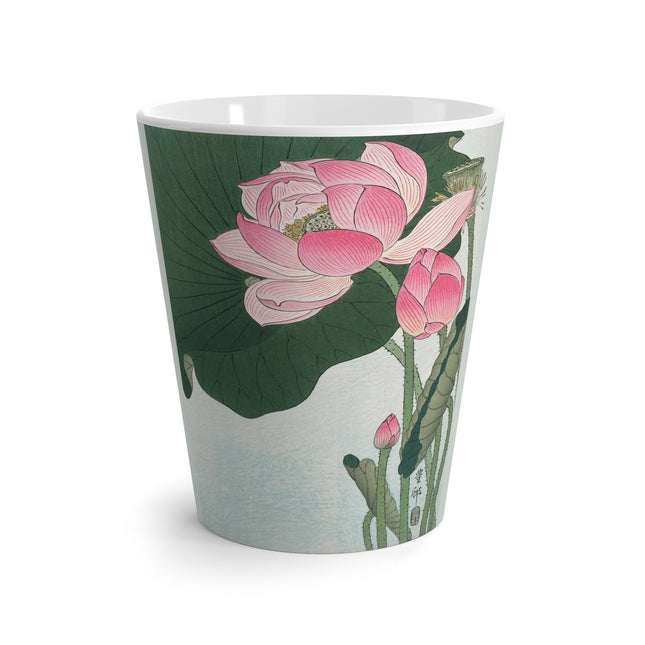 Blooming Lotus Flowers by Ohara Koson Latte Mug