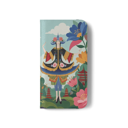🌸🏯 The Lady Of The Pagoda Garden Flip Case – Art Deco Floral Fantasy