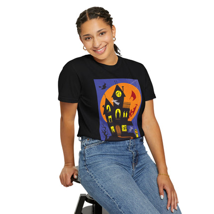 Halloween Night at the Haunted House Unisex Garment-Dyed T-shirt