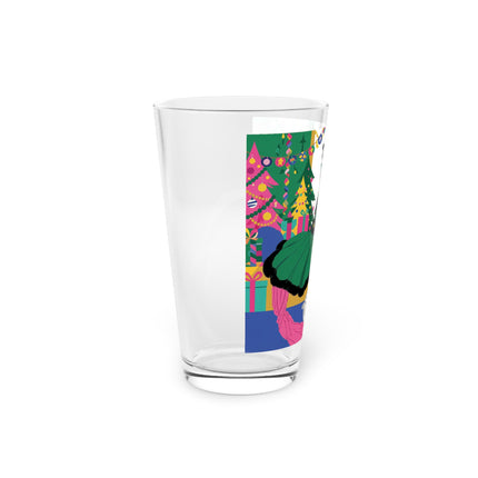 🎄🎁 The Emerald Christmas Belle Pint Glass – Colorful Holiday Fashion Fantasy