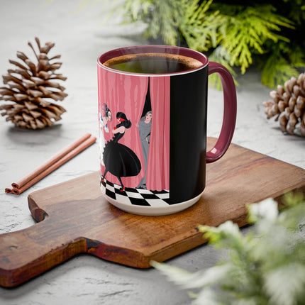 The Ladies Behind The Velvet Curtain Colorful Mugs – Art Deco Theatrical Elegance
