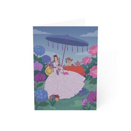 🌸🫖 The Garden Tea Reverie Greeting Card – Romantic Rococo Floral Elegance