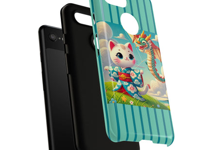 Geisha Kitten and the Dragon Kite Phone Cases