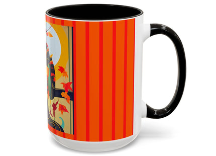 Black Cat in Kimono Colorful Mugs, 11oz