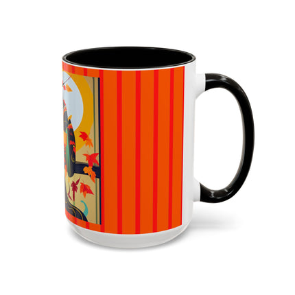 Black Cat in Kimono Colorful Mugs, 11oz