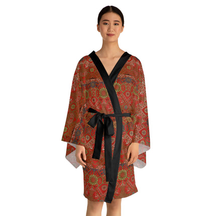 Japanese Fan Pattern by G.A. Audsley Long Sleeve Kimono Robe (AOP)