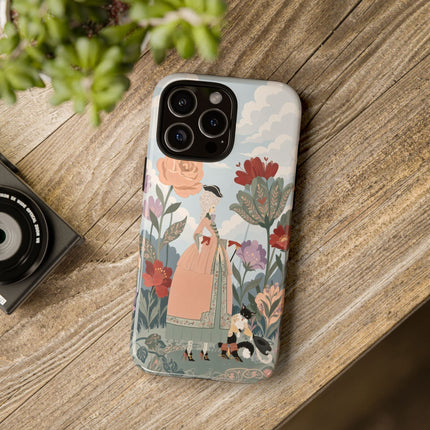 🌹🐈 The Lady And Puss In Boots Phone Case – Art Deco Floral Whimsy