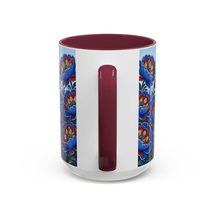 💙🌺 The Sapphire Blossom Garden Dancer Colorful Mug – Art Deco Fashion Fantasy