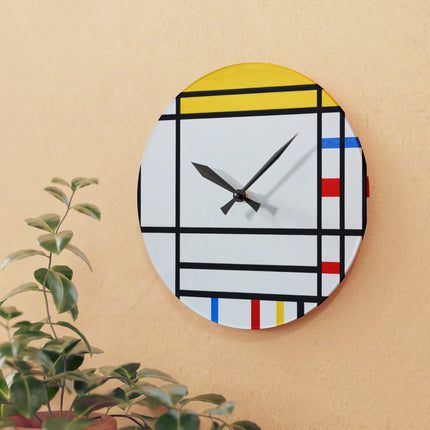 Place de la Concorde by Piet Mondrian Acrylic Wall Clock, Round and Square