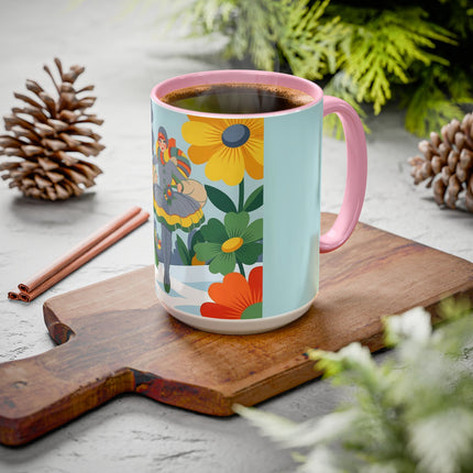 ❄️🌼 The Winter Flower Wanderer Colorful Mug – Colorful Art Deco Snow Fantasy