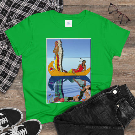 Le long du Missouri (Indian couple in a canoe on the Missouri River) by George Barbier Women's Midweight Cotton Tee