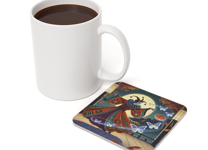 Court Magician with Ghost Butterflies Cork Back Coaster