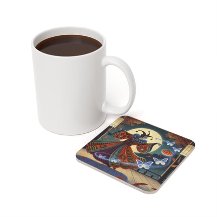 Court Magician with Ghost Butterflies Cork Back Coaster