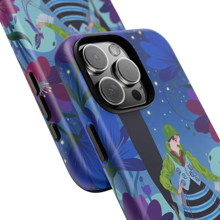 🌸🐦 The Lady Of The Midnight Bird Garden Phone Case – Art Deco Floral Fantasy