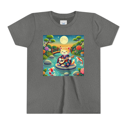 Melodic Kitten by the Koi Pond Youth Short Sleeve Tee