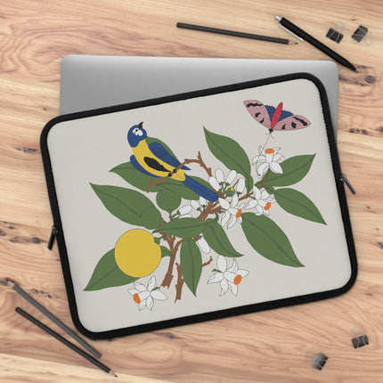 🐦🌷 Woodpecker & Tulip Laptop Sleeve – Vibrant Energy & Cheerful Charm