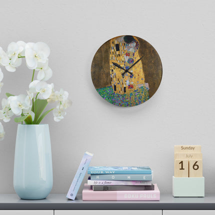 The Kiss by Gustav Klimt Acrylic Wall Clock, Round and Square