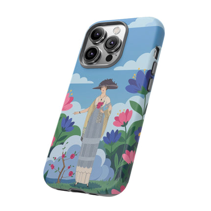 🌸🎩 The Lady Of The Grand Flower Garden Phone Case – Art Deco Fashion Illustration