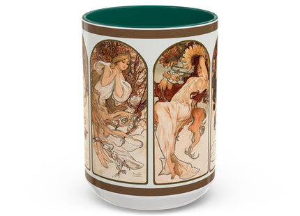 The Seasons by Alphonse Maria Mucha Colorful Mugs (11oz, 15oz)