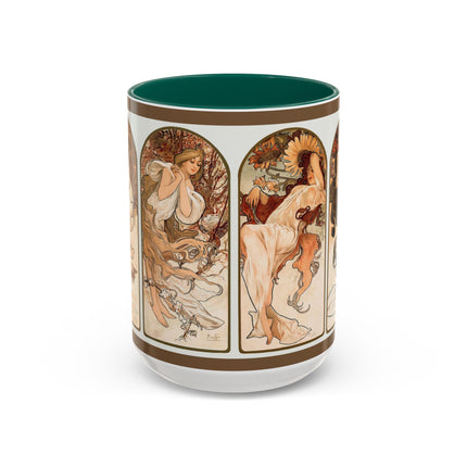 The Seasons by Alphonse Maria Mucha Colorful Mugs (11oz, 15oz)