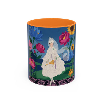 The Lady Of The Golden Parasol Colorful Mugs – Art Deco Botanical Elegance