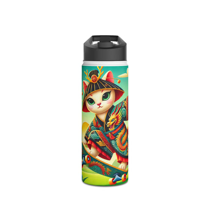 Dragon Dance on Wheels Stainless Steel Water Bottle, Standard Lid