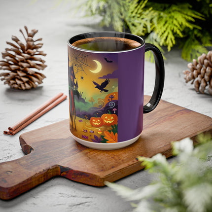 🌙🎃 The Scarecrow Of Haunted Hollow Colorful Mug – Whimsical Halloween Mystery