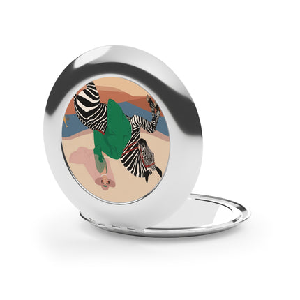 Zebra Rider Compact Mirror – Safari Chic & Art Deco Elegance