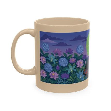🧶☂️ The Lady Of The Garden Knitting Circle Ceramic Mug – Art Deco Floral Whimsy