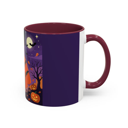 🎃🌕 The Pumpkin Moon Enchantress Colorful Mug – Elegant Halloween Masquerade