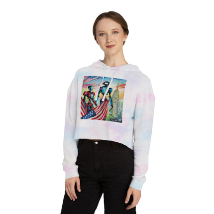 High Fashion Cyberpunk CIA Robots Cropped Hooded Sweatshirt