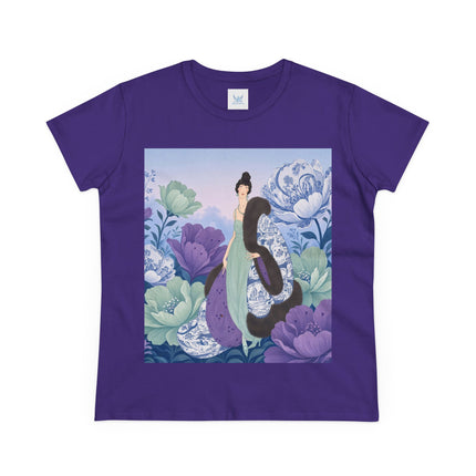 💜🌸 The Lavender Porcelain Garden Cotton Tee – Art Deco Fashion Elegance