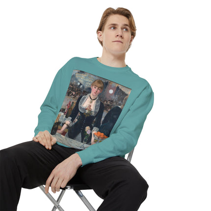 A Bar at the Folies-Bergère by Edouard Manet Unisex Garment-Dyed Sweatshirt