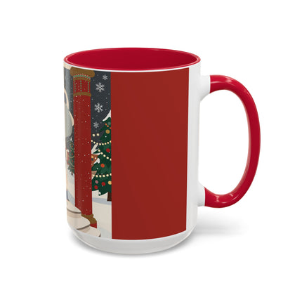 ❄️✨ The Winter Couture Promenade Colorful Mug – Art Deco Holiday Elegance
