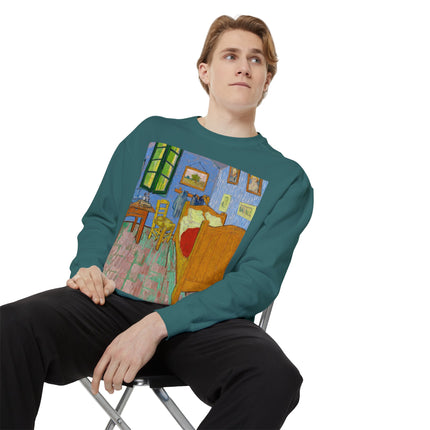 The Bedroom by Vincent van Gogh Unisex Garment-Dyed Sweatshirt