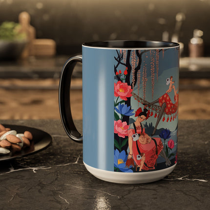 The Ladies Of The Enchanted Hammock Colorful Mugs – Art Deco Whimsical Garden Elegance