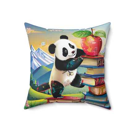 Cute Panda Spun Polyester Square Pillow